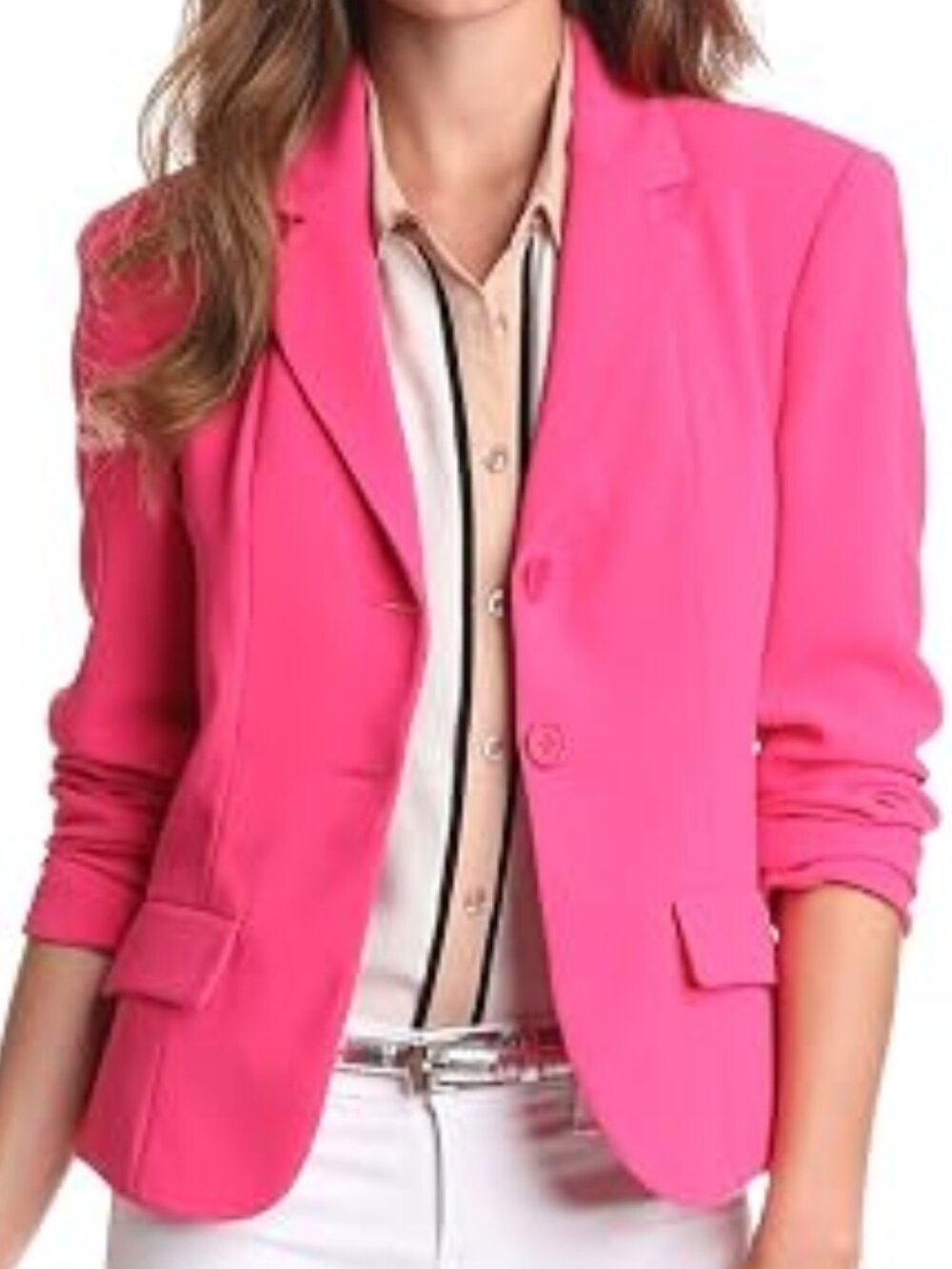 NWT Rachel Roy Collection Hot Pink Crepe Twist Back Blazer